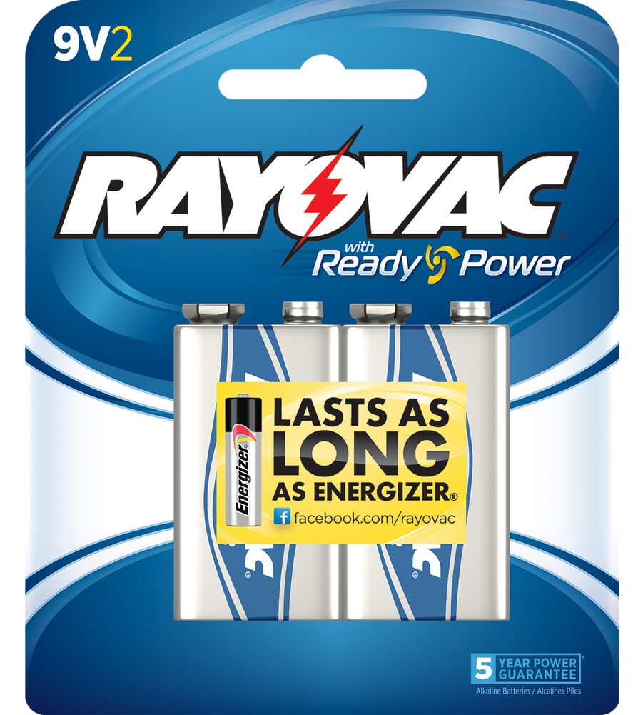 Rayovac 9v, Ray A1604-2j  Alk 9v  Card Battery 2pk