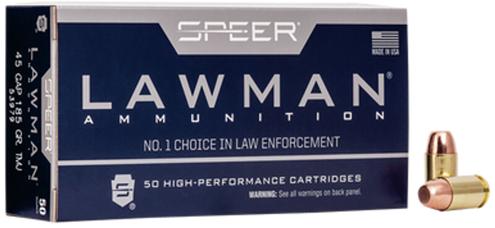 Speer Ammo Lawman, Speer 53979 Lawman    45gap    185 Tmj       50/20