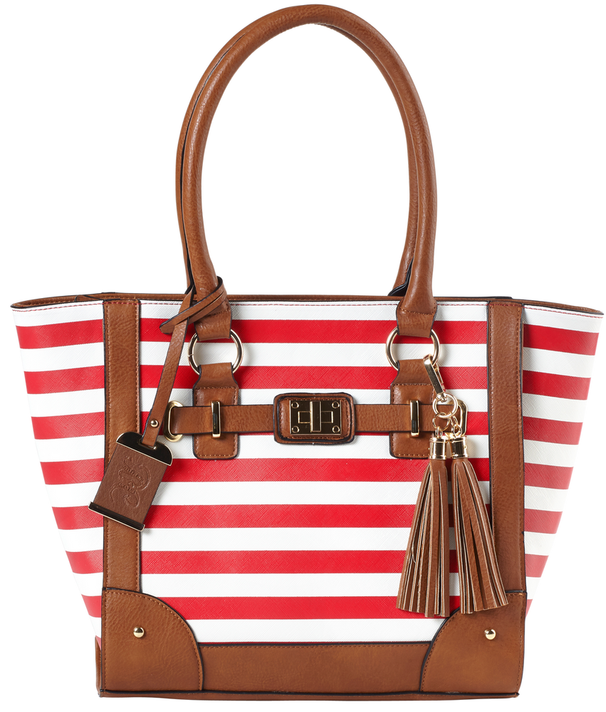 Bulldog Tote Purse, Bdog Bdp051      Tote Purse Hlstr       Chrry Strp