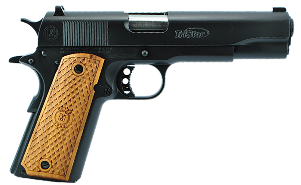 TriStar 85604 American Classic Government 1911 9mm Luger 10+1 5" Stainless Steel Barrel, Blued Serrated Steel Slide, Blued Steel Frame w/Beavertail, Wood Grip - 140967