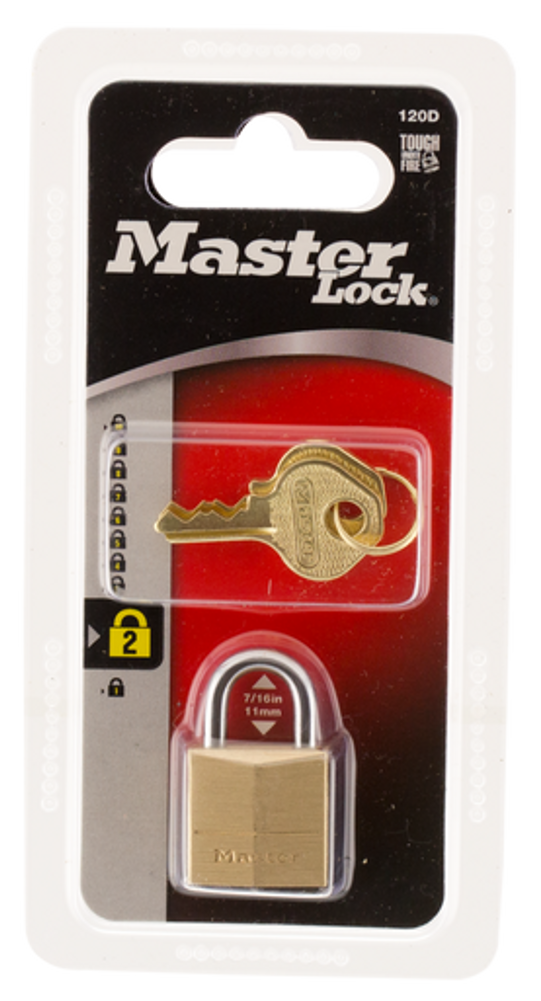 Master Lock Padlock, Master 120d        Brass Body Padlock