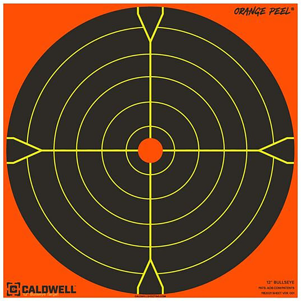 Caldwell 1166107 Orange Peel  Self-Adhesive Paper Black/Orange 5.50" Bullseye 10 Pack - 142452