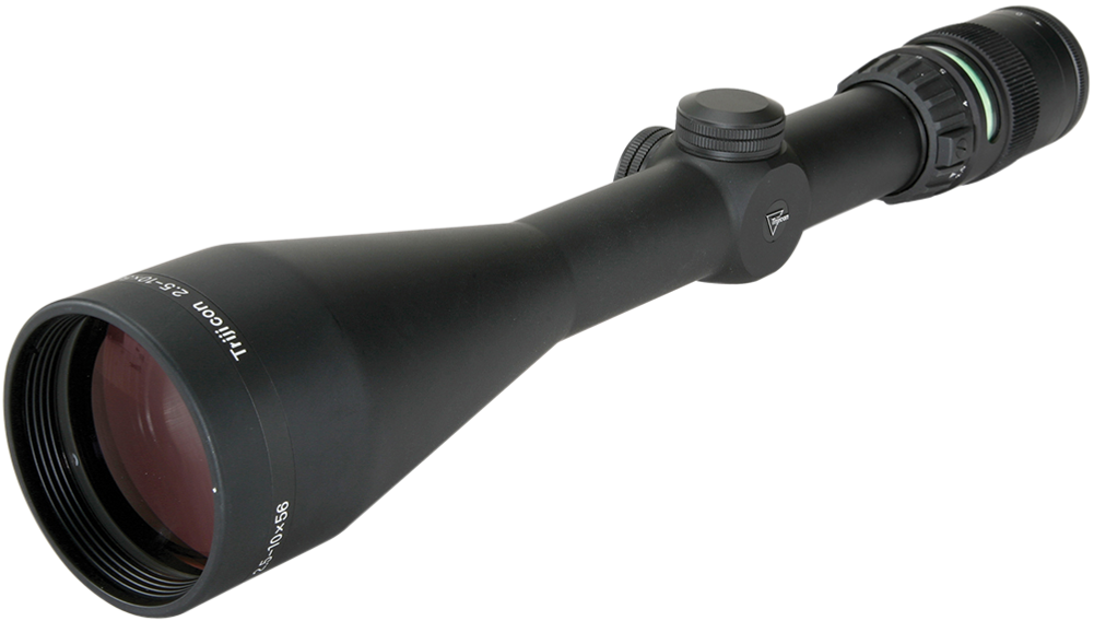 Trijicon 200028 AccuPoint  Black Hardcoat Anodized 2.5-10x56mm 30mm Tube Illuminated Mil-Dot Crosshair w/Green Dot Reticle - 76689
