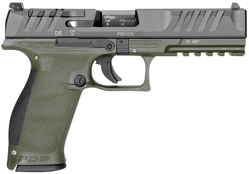 Walther Arms 2858398 PDP Optic Ready 9mm Luger 5" 18+1 Black Steel Slide Performance Duty Textured  Polymer Grip (Full Size) - 141061