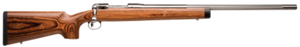Savage Arms 01270 12 BVSS 22-250 Rem Caliber with 4+1 Capacity, 26" Barrel, Matte Stainless Metal Finish & Natural Brown Laminate Stock Right Hand (Full Size)