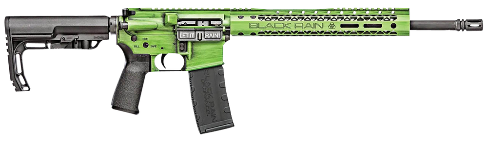 Black Rain Ordnance BROFUSIONZGB Spec15 Fusion 5.56x45mm NATO 30+1 16", Zombie Green Battleworn, 12" M-LOK, MFT EPG16 Grip/Minimalist Stock - 158557