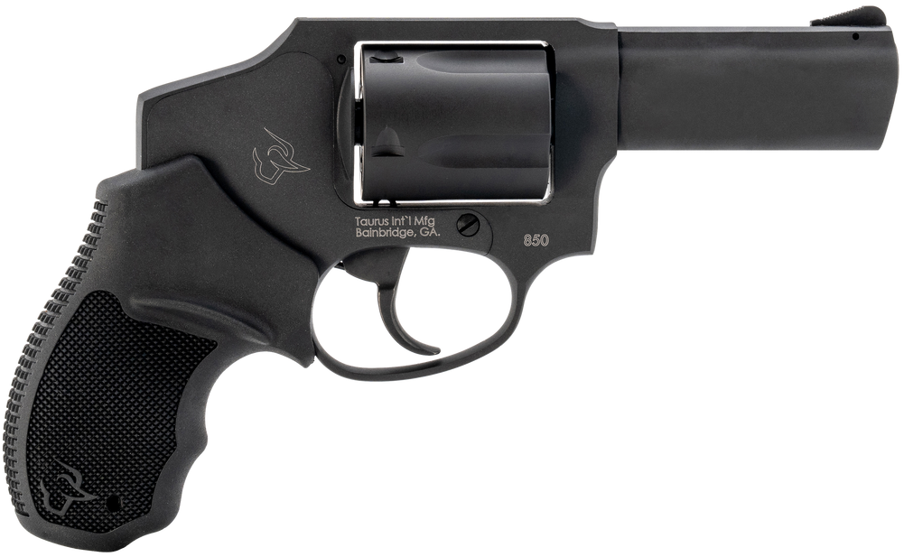 Taurus 2-850131 850  Small 38 Special 5 Shot 3" Matte Black Alloy Steel Barrel, Cylinder & Frame, Black Rubber Grip, Transfer Bar Safety, Concealed Hammer - 170151