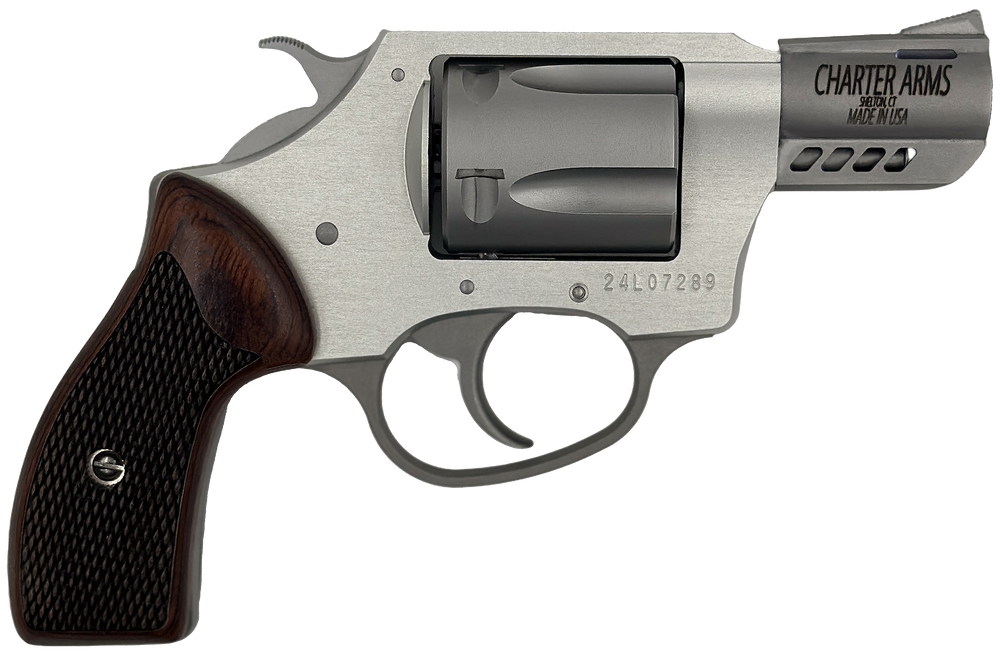 Charter Arms 53802 Coyote  Small 380 ACP 5 Shot 2" Ported Stainless Steel Barrel, Stainless Steel Cylinder, Anodized Aluminum Frame, Rosewood Checkered Grip, Exposed Hammer - 168519