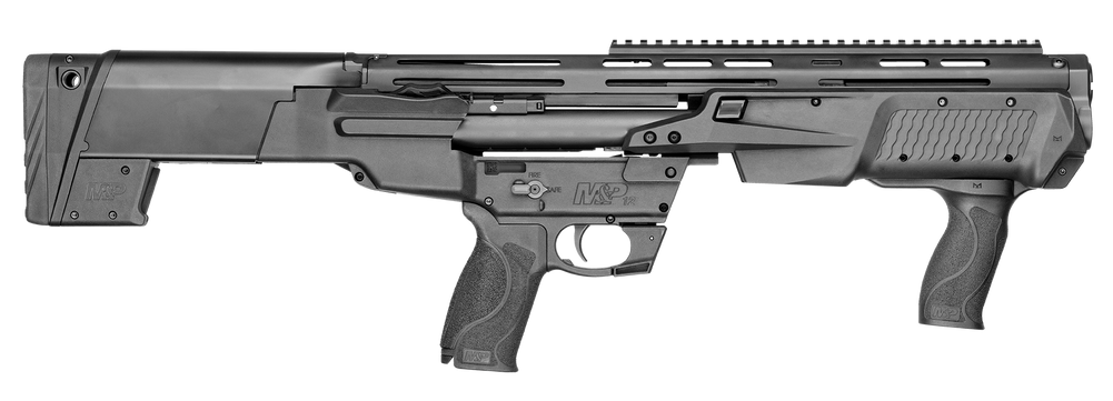 Smith & Wesson 12490 M&P Bullpup 12 Gauge Pump 3" 7+1 (2.75") 19" Black Oxide Smooth Bore/Threaded Barrel, Matte Black Receiver, Black Fixed Bullpup Stock, Black w/Interchangeable Backstrap Grip - 139648