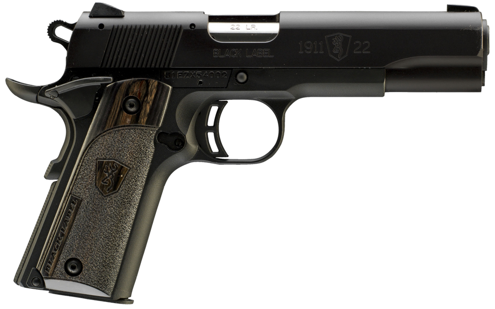 Browning 051814490 1911-22 Black Label Full Size Frame 22 LR 10+1, 4.25" Stainless Steel Barrel, Matte Black Serrated Slide & Polymer Frame w/Beavertail
