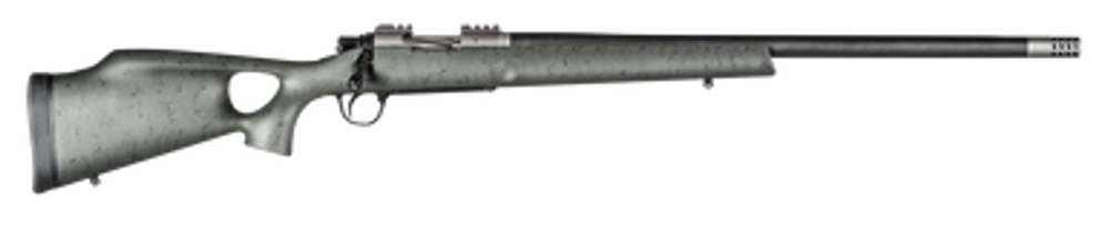 Christensen Arms 8010800106 Summit TI  Full Size 6.5 PRC 3+1, 24" Natural Titanium Steel Threaded Barrel, Natural Titanium Aluminum Receiver, Green w/Black Webbing Fixed Thumbhole Stock