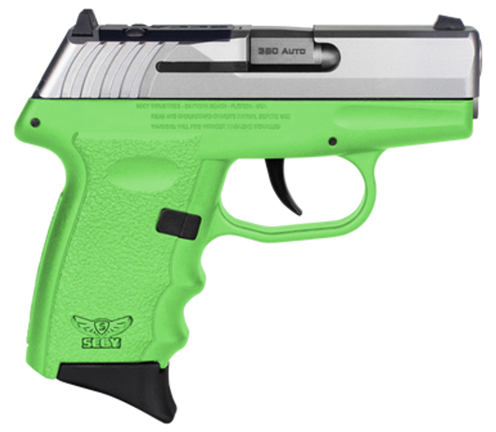 SCCY Industries CPX3TTLGRDRG3 CPX-3 RD 380 ACP 10+1 2.96" Lime Green Polymer/Serrated Stainless Steel Slide/Finger Grooved Lime Green Polymer Grip