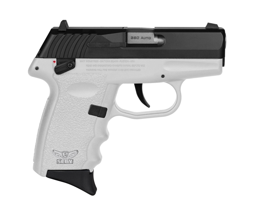 SCCY Industries CPX-4CBWT CPX-4  380 ACP 10+1 2.96" White Polymer Serrated Black Nitride SS Slide Finger Grooved White Polymer Grip