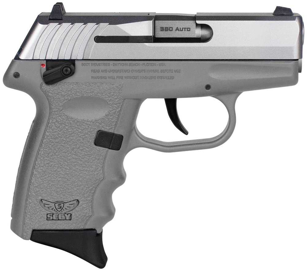 SCCY Industries CPX-4TTSG CPX-4  380 ACP 10+1 2.96" Sniper Gray Polymer Serrated SS Slide Finger Grooved Sniper Gray Polymer Grip