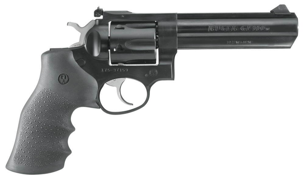 Ruger 1756 GP100  Sports South Exclusive 357 Mag 6rd 5" Blued Full Lug Steel Barrel, Blued Cylinder & Steel Frame, Black Finger Groove Rubber Grip