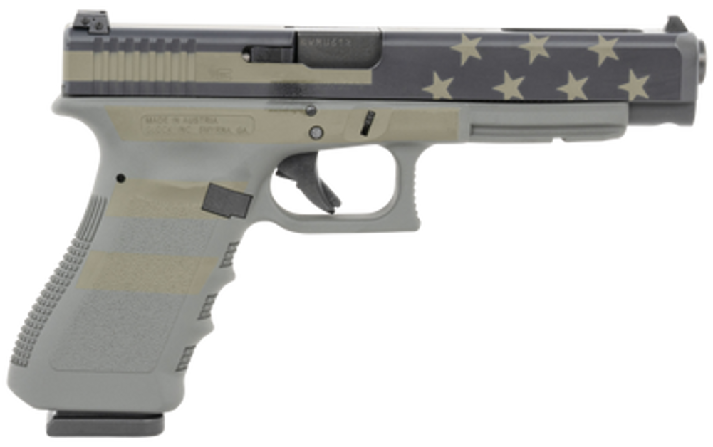 Glock PI3530104OP G35 Gen3 Competition 40 S&W  5.31" Barrel 15+1,  Operator Flag Cerakote Frame & Slide, Finger Grooved Rough Textured Grip, Adjustable Sights, Safe Action Trigger