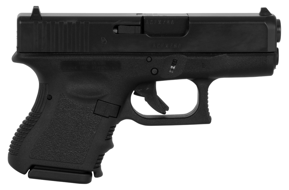 Glock UI2650201 G26 Gen3 Subcompact 9mm Luger  3.43" Barrel 10+1, Black Frame & Slide, Finger Grooved Textured Polymer Grip, Safe Action Trigger (US Made)