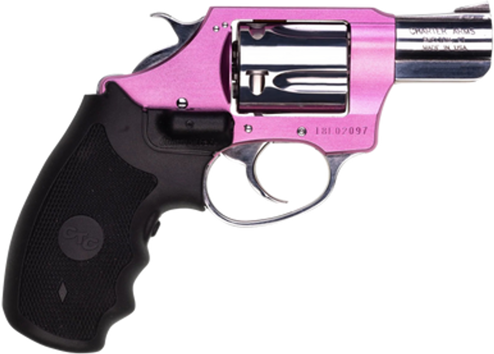 Charter Arms 53832 Undercover Lite Chic Lady Small 38 Special 5 Shot 2" High Polished Stainless Steel Barrel & Cylinder, Pink Aluminum Frame w/Black Crimson Trace Laser Grip, Exposed Hammer