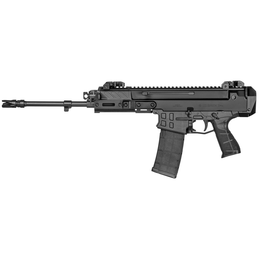 CZ-USA 91452 Bren 2 MS  5.56x45mm NATO Caliber with 14.17" Barrel, 30+1 Capacity, Overall Black Finish, Carbon Fiber Receiver, Ambi Mag Release, Stippled Black Polymer Grip Right Hand