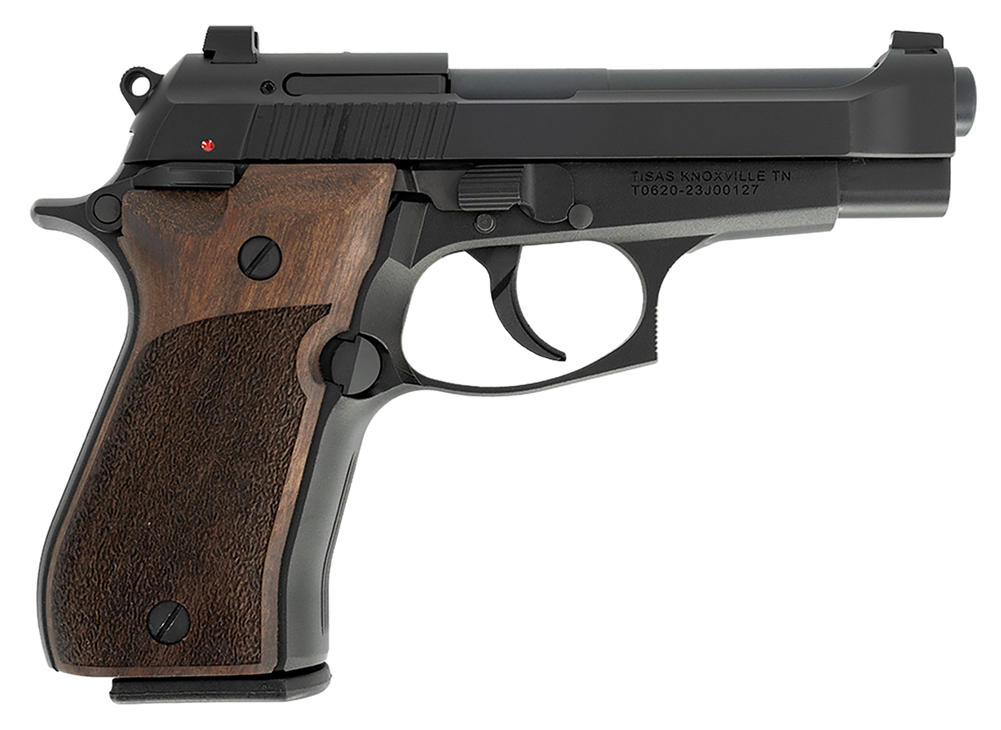 Tisas 11000103 Fatih  380 ACP 13+1 3.94" Black Steel Barrel, Black Cerakote Serrated Steel Slide, Black Cerakote Aluminum Frame w/Beavertail, Wood Grip, Ambidextrous Safety