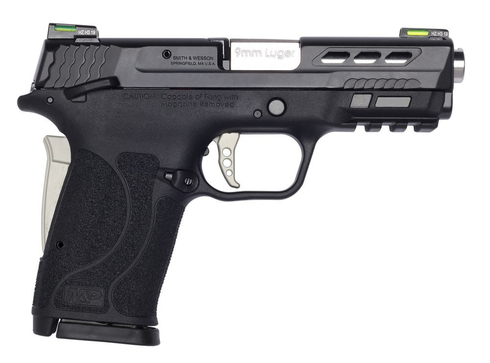 Smith and Wesson M&P 9 Shield Ez Silver Ported Barrel Manual Thumb Safety 9mm 3.83" 8+1