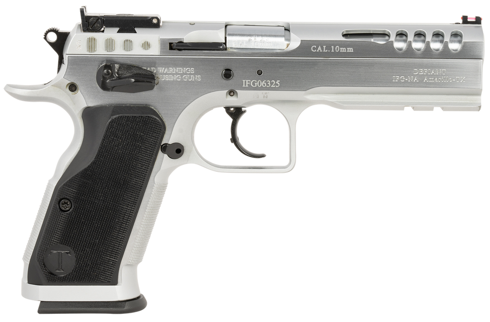 Tanfoglio IFG TFSTOCKM9 Defiant Stock Master 9mm Luger 17+1 4.75" Hard Chrome Steel/ Wood Grip