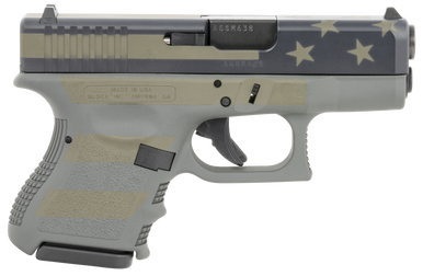 Glock UI2650204OP G26 Gen3 Sub-Compact 9mm Luger 10+1 3.43" Black Polygonal Rifled Barrel, Operator Flag Cerakote Serrated Steel Slide & Polymer Frame, Operator Flag Textured Polymer Grip, Right Hand