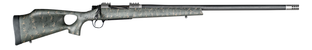 Christensen Arms CA10269215423 Summit TI  Full Size 300 Win Mag 3+1, 26" Natural Titanium Steel Threaded Barrel, Natural Titanium Aluminum Receiver, Green w/Black/Tan Webbing Fixed Thumbhole Stock