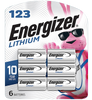Energizer EL123BP6 123 Lithium Battery  Silver 3.0 Volt 1,500 mAH Qty (24) 6 Pack - 157134