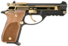 Girsan 390876 MC 14T Solution Sports South Exclusive Compact 380 ACP 13+1 4.50" Gold Plated Steel Tip-Up Barrel, Serrated Slide & Aluminum Frame w/Accessory Rail, Walnut Checkered Grip Ambidextrous