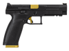 CZ-USA 95180 P-10 F Competition-Ready 9mm Luger 5" 19+1 Overall Black Finish with Inside Railed Steel with Optic Cut Slide, Polymer Grip, Gold Accents & Picatinny Rail
