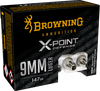 Browning Ammo X-point, Brna B191700092    9mm Xpoint Defns 147gr    20/10