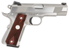 Colt Mfg O4012XSZ Combat Elite Commander 1911 45 ACP 8+1 4.25" Stainless National Match Barrel, Brushed Stainless Serrated Slide & Frame w/Beavertail, Double Diamond Checkered Wood Grip, Ambidextrous
