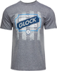 Glock AP96209 Blue Line Tee  Gray Ringspun Cotton/Polyester Short Sleeve 2XL
