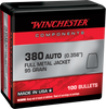 Winchester Ammo Centerfire Handgun, Win Wb380mc95x     Bul 380     95 Fmj       100/10