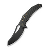 WEKNIFE Epaulette Flipper & Thumb Hole Knife Diamond Patterned Black Titanium Handle (3.45"" Black Stonewashed Bohler M390 Blade) WE24024-1