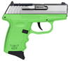 SCCY Industries CPX3TTLGRDRG3 CPX-3 RD 380 ACP 10+1 2.96" Lime Green Polymer/Serrated Stainless Steel Slide/Finger Grooved Lime Green Polymer Grip