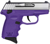SCCY Industries CPX-4TTPU CPX-4  380 ACP 10+1 2.96" Purple Polymer Serrated SS Slide Finger Grooved Purple Polymer Grip