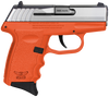 SCCY Industries CPX-3TTOR CPX-3  Sub-Compact Frame 380 ACP 10+1, 3.10" Stainless Quadlock Barrel, Serrated Stainless Steel Slide, Orange Polymer Frame w/Finger Grooves, No Safety, Right Hand