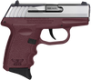 SCCY Industries CPX-3TTCR CPX-3  Sub-Compact Frame 380 ACP 10+1, 3.10" Stainless Quadlock Barrel, Serrated Stainless Steel Slide, Crimson Red Polymer Frame w/Finger Grooves, No Safety, Right Hand
