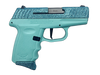 SCCY Industries DVG1CYBSB DVG-1  Sub-Compact Frame 9mm Luger 10+1 3.10" Stainless Quadlock Barrel Cystal Blue Glitter Optic Ready/Serrated Stainless Steel Slide, Crystal Blue Polymer Frame & Grip