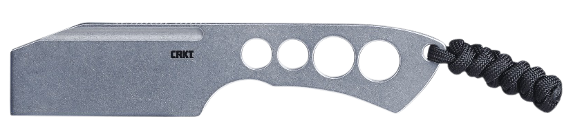 CRKT 2130 Razel Chisel 2" Fixed Plain Stonewashed 8Cr13MoV SS Blade/Silver Skeletonized Stainless Steel Handle Includes Cord Fob/Sheath - 150962
