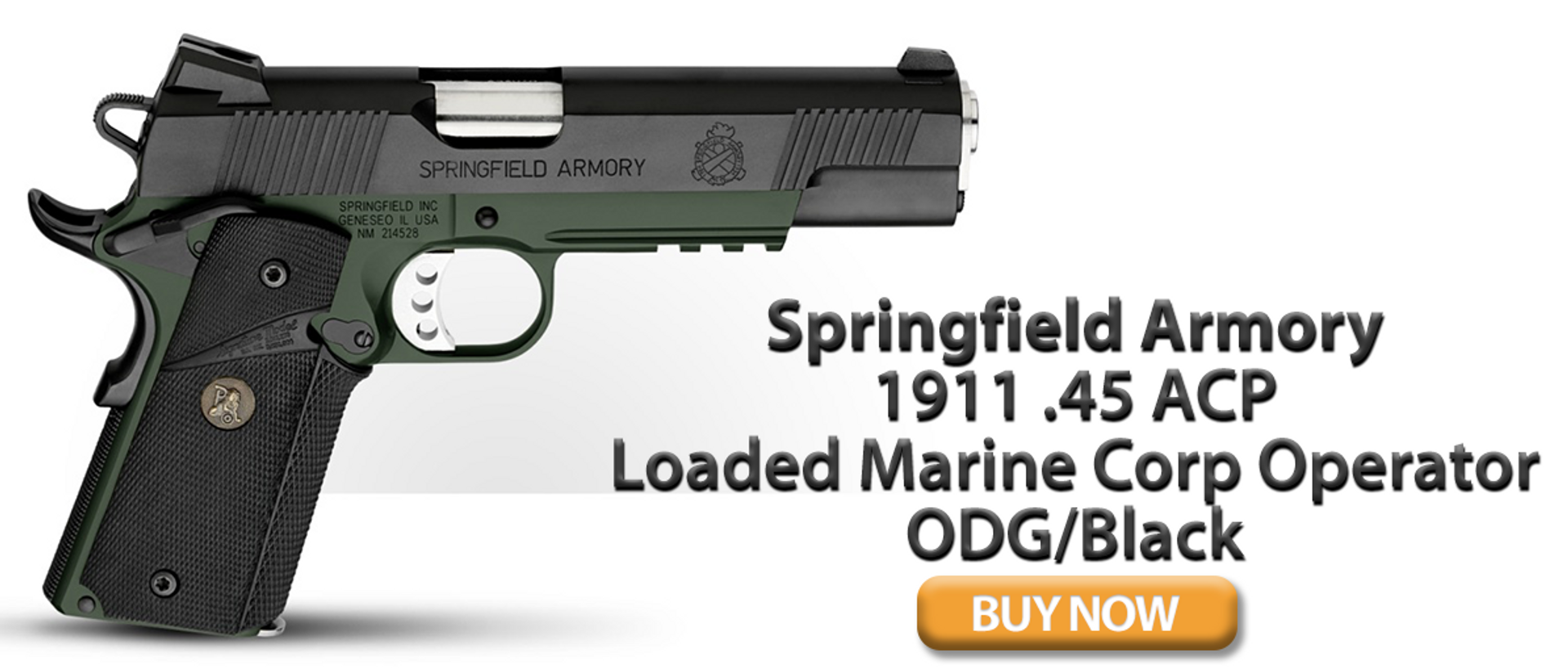 Springfield Armory 1911 .45 ACP Loaded Marine Corp Operator ODG/Black