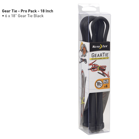 Gear Tie ProPack 18 - 6 Pack - Black