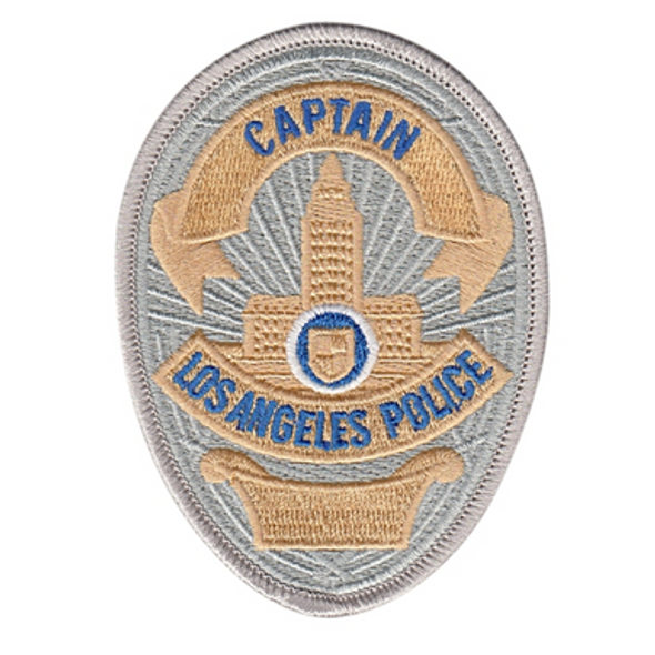 LAPD CAPTAIN Badge Patch 2 11/16''x3 5/8'' - Pair