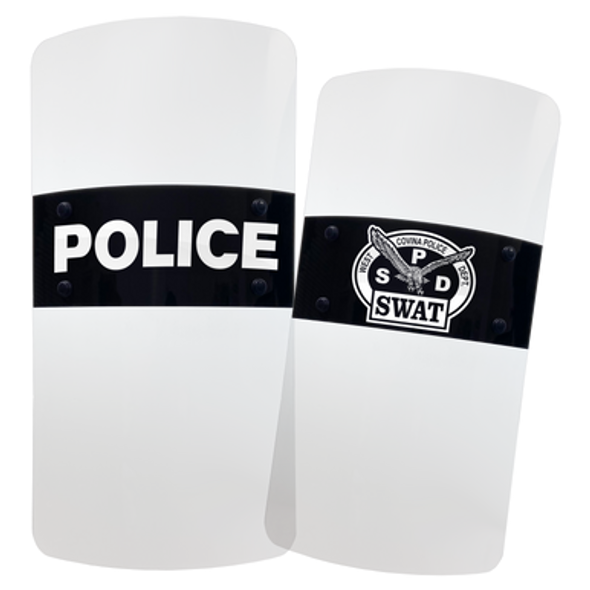 Custom Riot Shield Lettering (Laser UV Application)