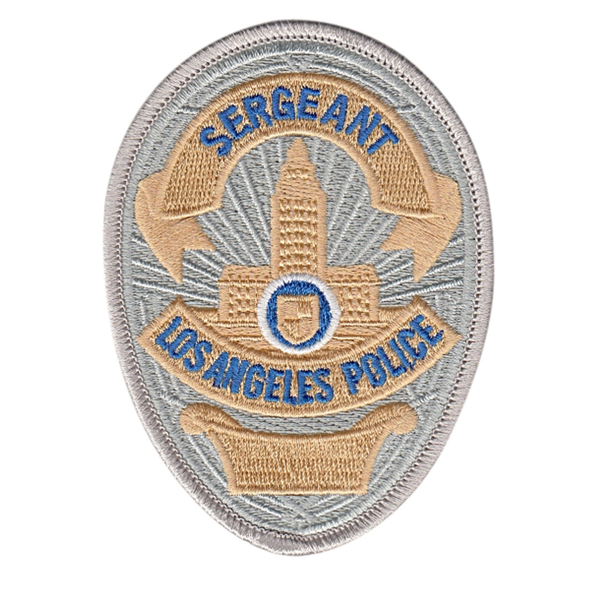 LAPD SERGEANT Badge Patch 2 11/16''x3 5/8'' - Pair