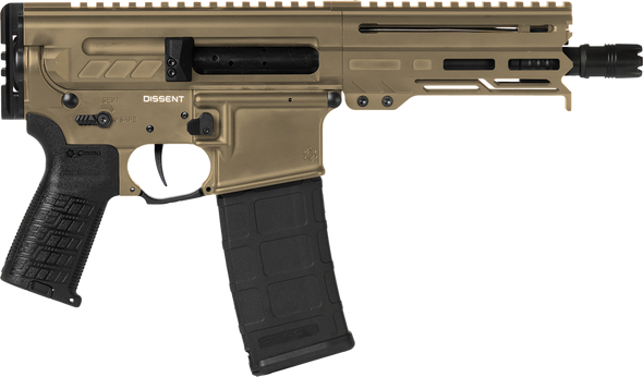 CMMG 30A0E33-CT Dissent  300 Blackout 30+1 6.50", Coyote Tan Cerakote Rec, OEM Grip, Picatinny Buffer Adapter