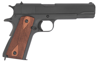 Tisas 10100540 1911 A1 US Army WWII 9mm Luger 7+1 5" Black Steel Barrel Manganese Phosphate Coated Serrated Carbon Steel Slide & Frame w/Beavertail