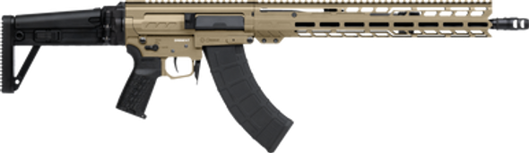 CMMG 86AD60BCT Dissent MK47 7.62x39mm 30+1 (2) 16.10", Coyote Tan Rec/15" M-Lok Handguard, Side Charging Handle, Black Side Folding Stock & Zeroed Grip, Muzzle Brake, 60/90 Ambi Safety, Adj. Gas Block